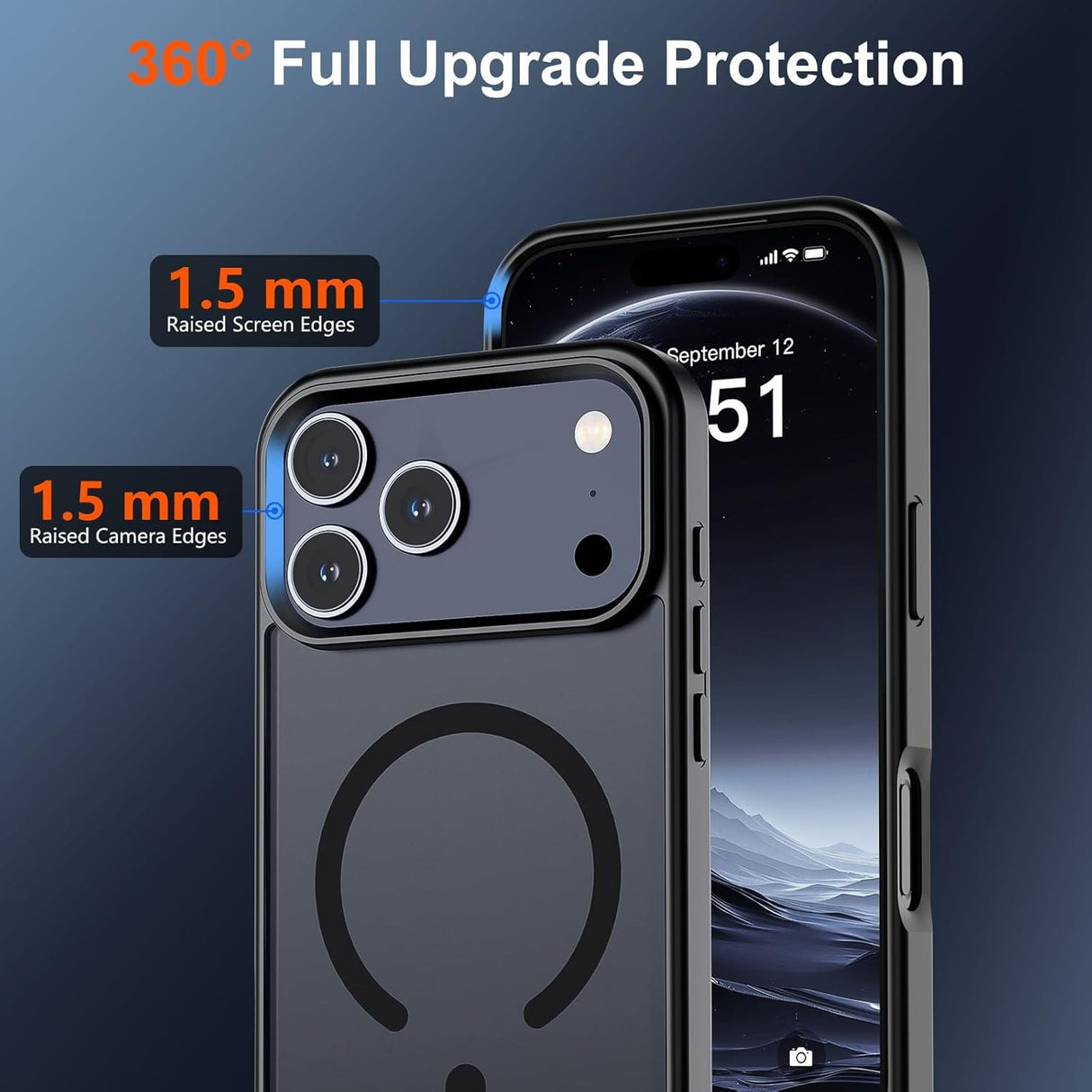SUPFINE Case MagSafe para iPhone 17 Pro Max Protección de Grado Militar Contra Caídas, Mate Translúcido