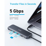 Anker 332 USB-C Hub (5 en 1) con 4K HDMI PD-IN para MacBook, Dell XPS, Lenovo Thinkpad, HP Laptops y más