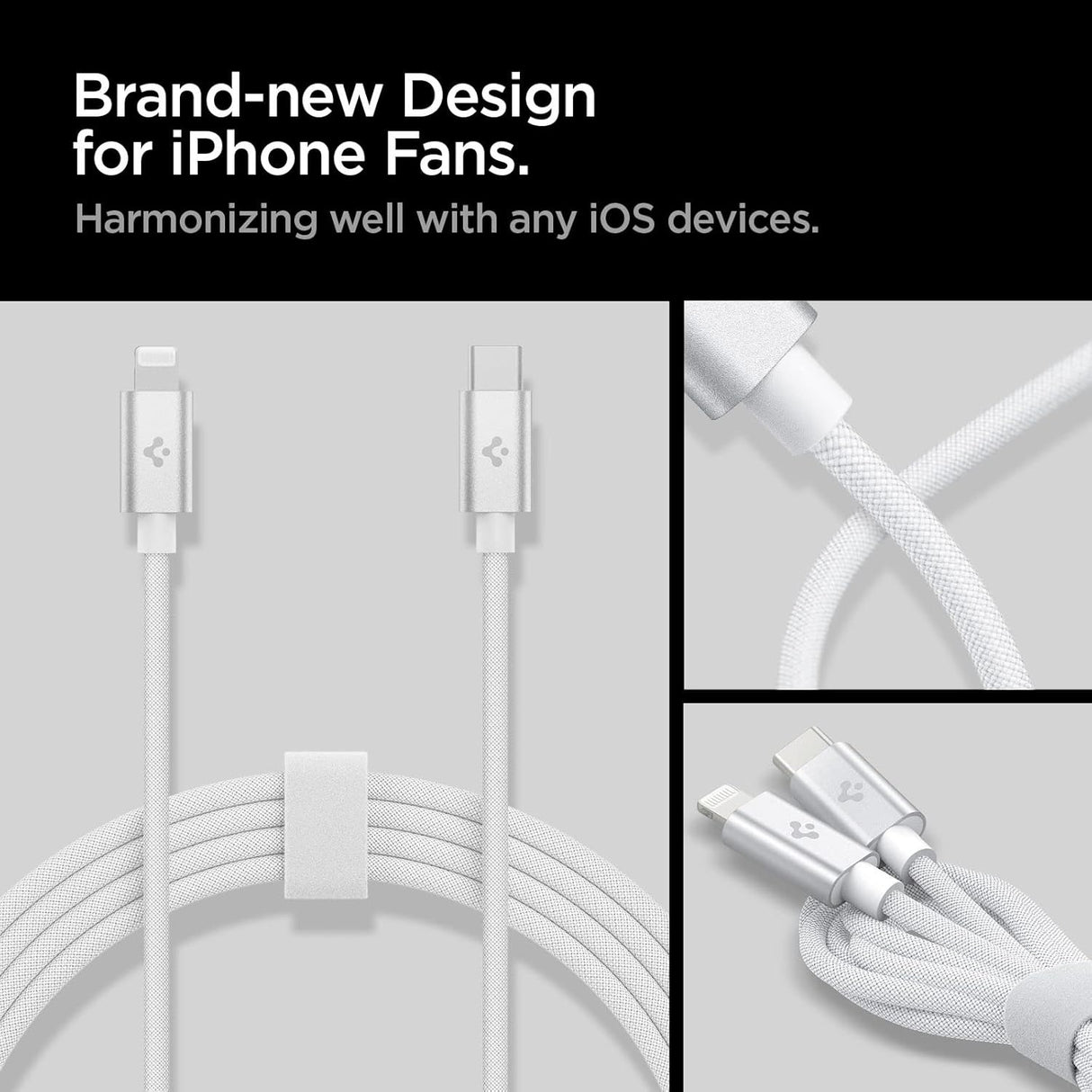 Spigen Cable Lightning a USB-C Certificado MFi de 2 metros para iPhone 8 al 14 Series, iPad, AirPods
