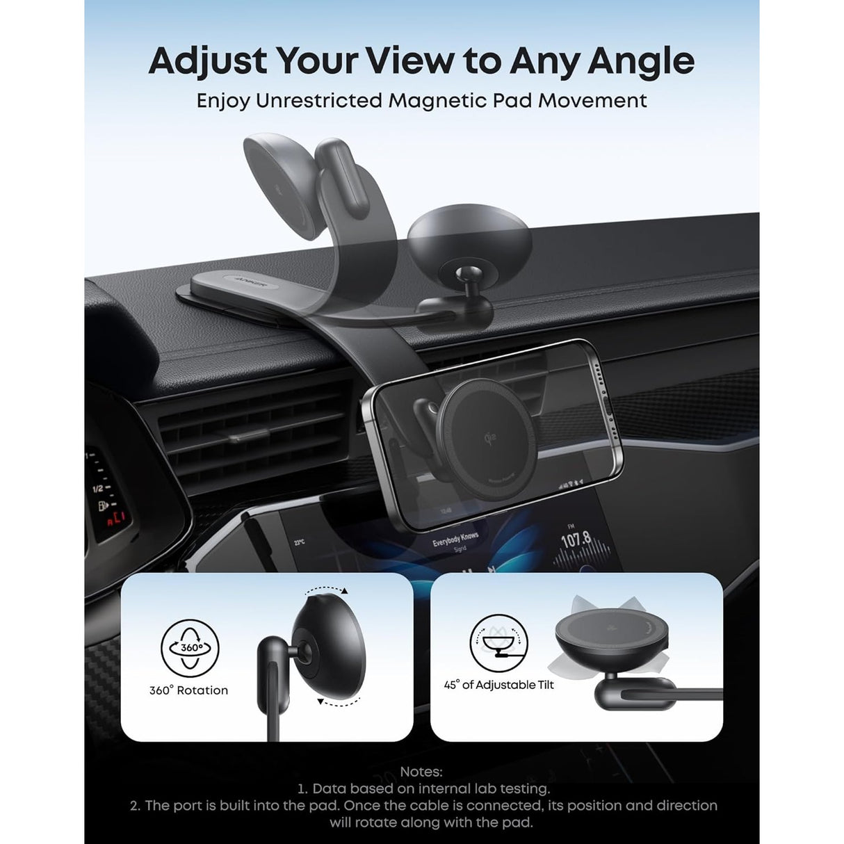 Anker Nano Wireless Car Charger MagSafe Qi2 15W con Adaptador y Cable para iPhone 12 al 17 Series