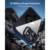 ESR iPhone 17 Classic Hybrid Case con MagSafe y Control de Cámara Protección Grado Militar - Negro Transparente
