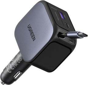 UGREEN Cargador de coche retráctil 145W - Negro