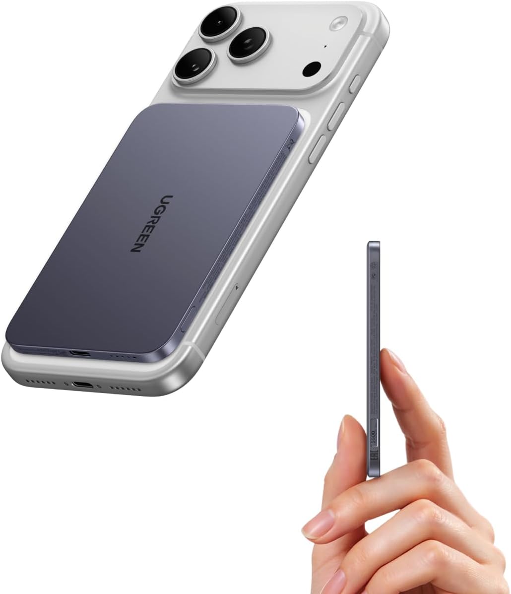UGREEN MagFlow Air 5000mAh Power Bank MagSafe Qi2 15W Ultra Delgada para iPhone 18/17/16/15/14 Series