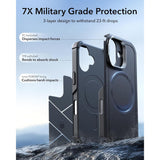ESR iPhone 17 Cyber Tough Magnetic Case con Stand, MagSafe y Control de Cámara Protección Grado Militar 7X
