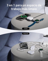 Anker MagGo Estación de Carga MagSafe (3 en 1 plegable) 15W Qi2 AirPods Watch con Adaptador y Cable para iPhone 12 al 17