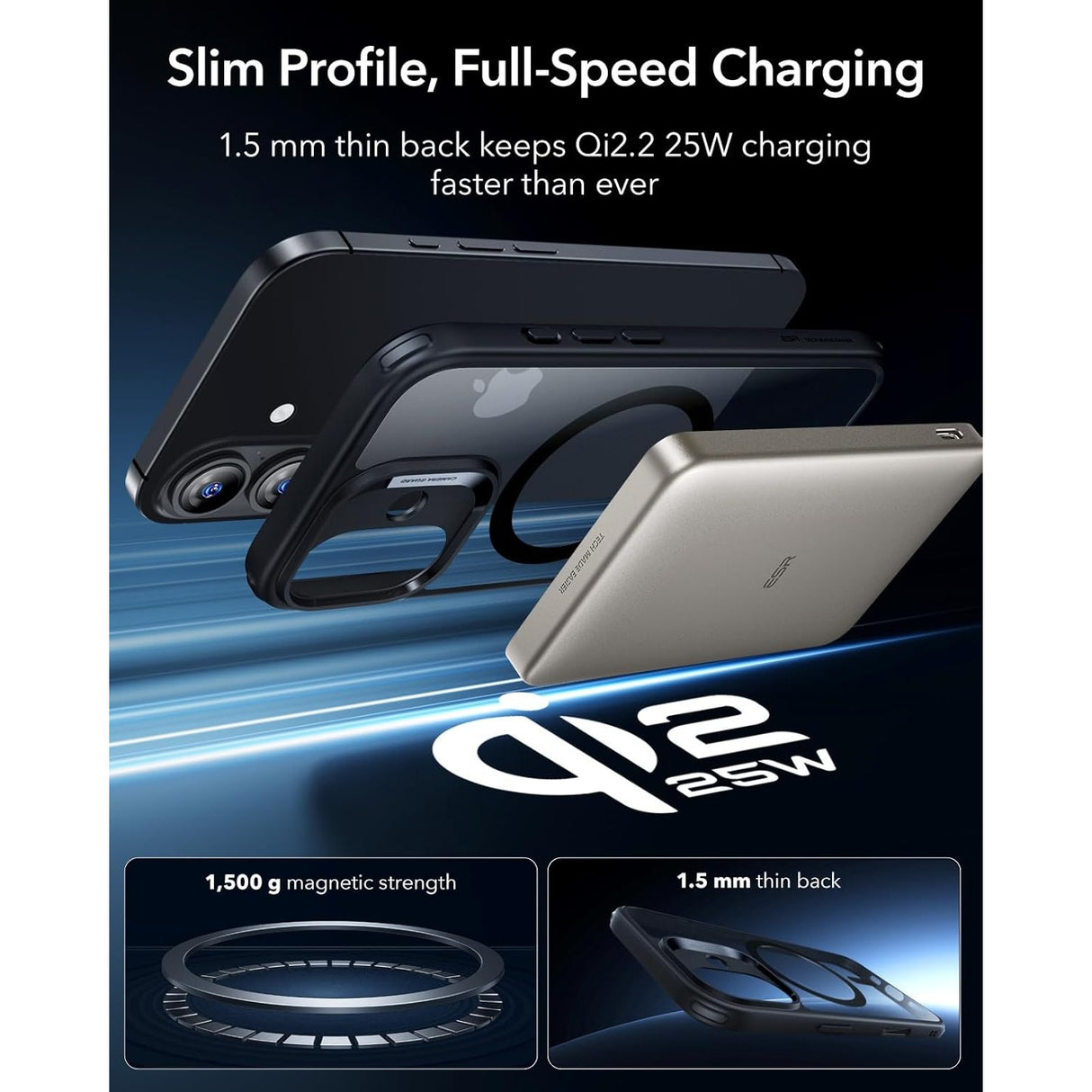 ESR iPhone 17 Classic Hybrid Case con MagSafe y Control de Cámara Protección Grado Militar - Negro Transparente