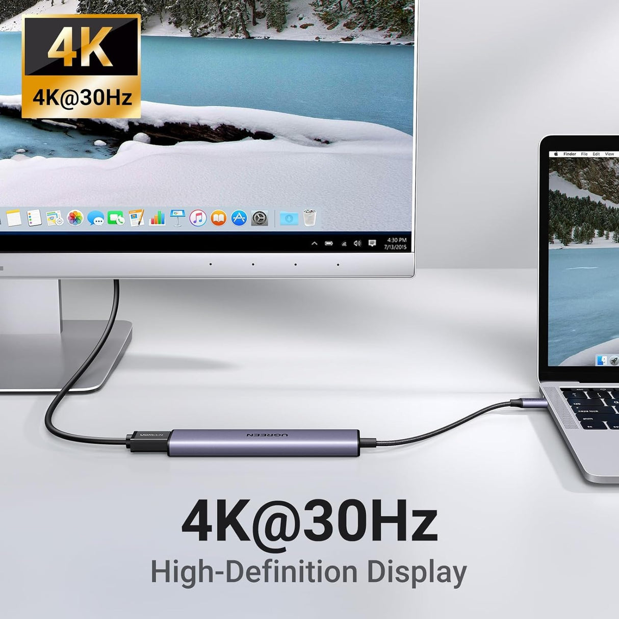 UGREEN Revodok 105 USB-C Hub 5 en 1 Adaptador 4K HDMI 100W Power Delivery, 3 Puertos USB, para MacBook, iPad, iPhone 15, Dell