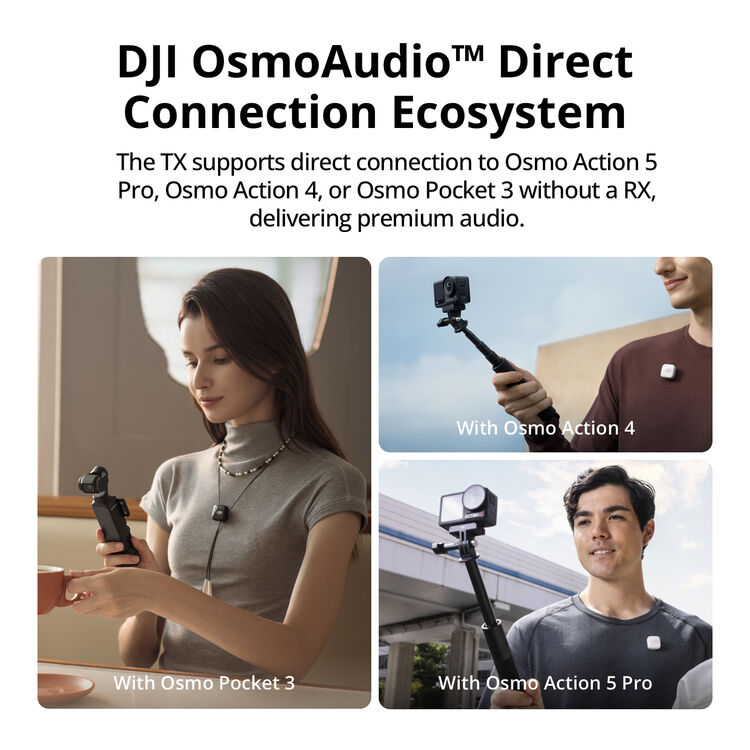 DJI Mic Mini (2 TX + 1 RX + estuche de carga) Sistema de 2 Micrófonos Inalámbricos Lavalier para iPhone / Cámara / Android