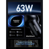 UGREEN Cargador para Carro 63W 2 Puertos
