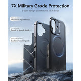ESR iPhone 17 Cyber Tough Magnetic Case con MagSafe y Control de Cámara Protección Grado Militar 7X