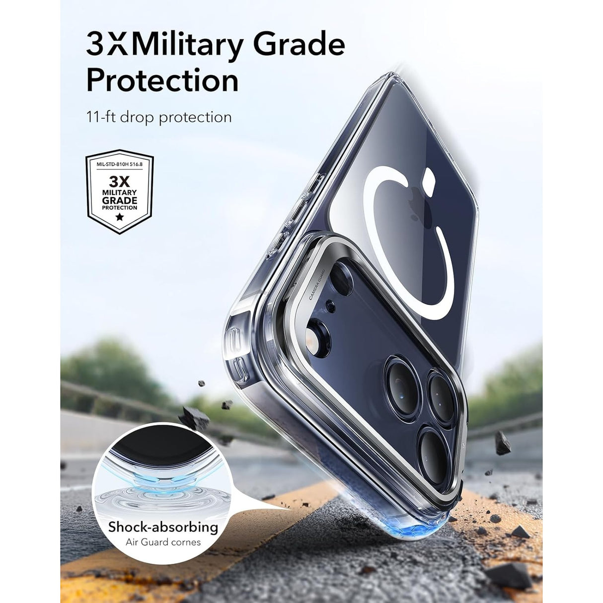 ESR iPhone 17 Pro Classic Hybrid Magnetic Case con Stand, MagSafe y Control de Cámara Protección 3x
