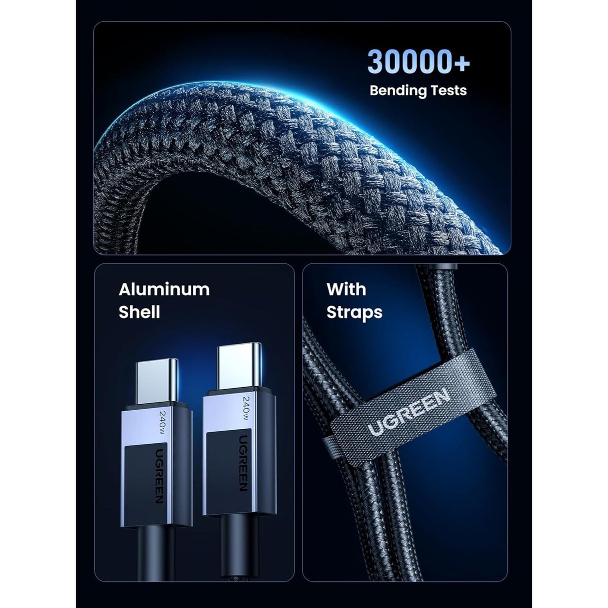 UGREEN 240W Cable USB-C a USB-C Carga Rápida 0.50 Metros