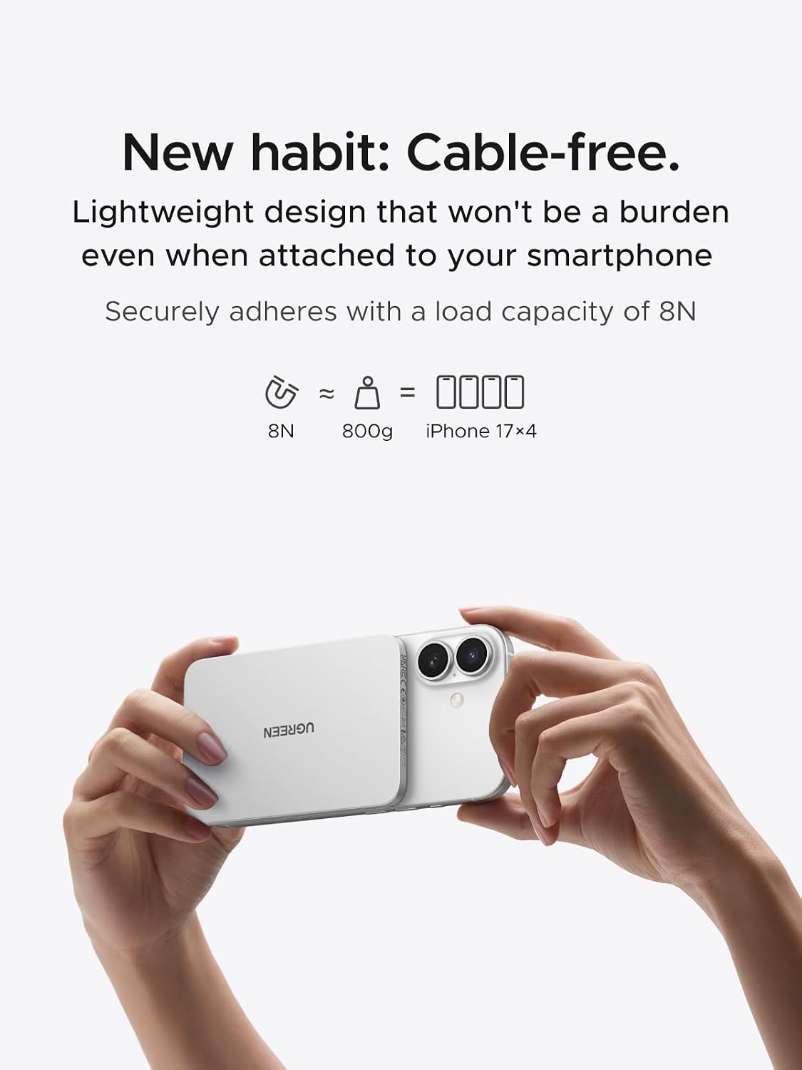 UGREEN MagFlow Air 5000mAh Power Bank MagSafe Qi2 15W Ultra Delgada para iPhone 18/17/16/15/14 Series