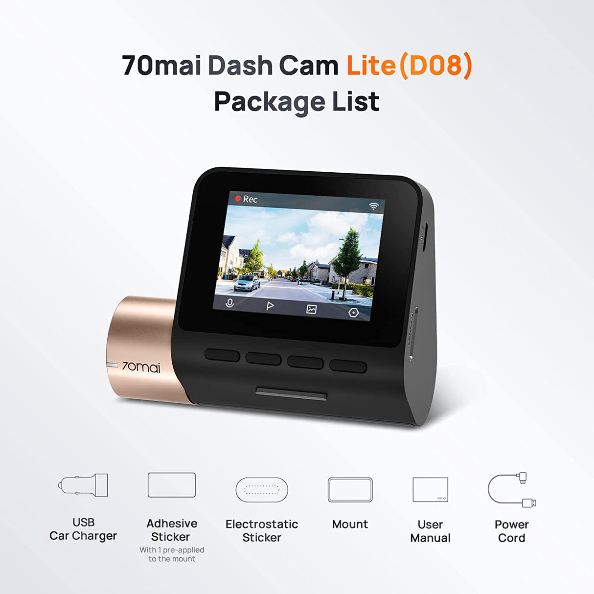 70mai Dash Cam Lite D08 Smart Cámara para Carro Full HD