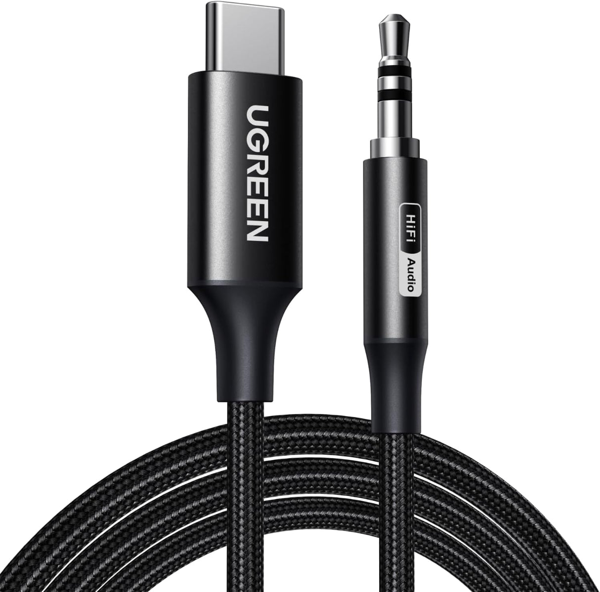 UGREEN Cable USB-C a Jack 3.5mm Hi-Res Audio, Adaptador Auxiliar para Auriculares, Nylon Trenzado, Compatible con iPhone, Samsung Galaxy, iPad, MacBook