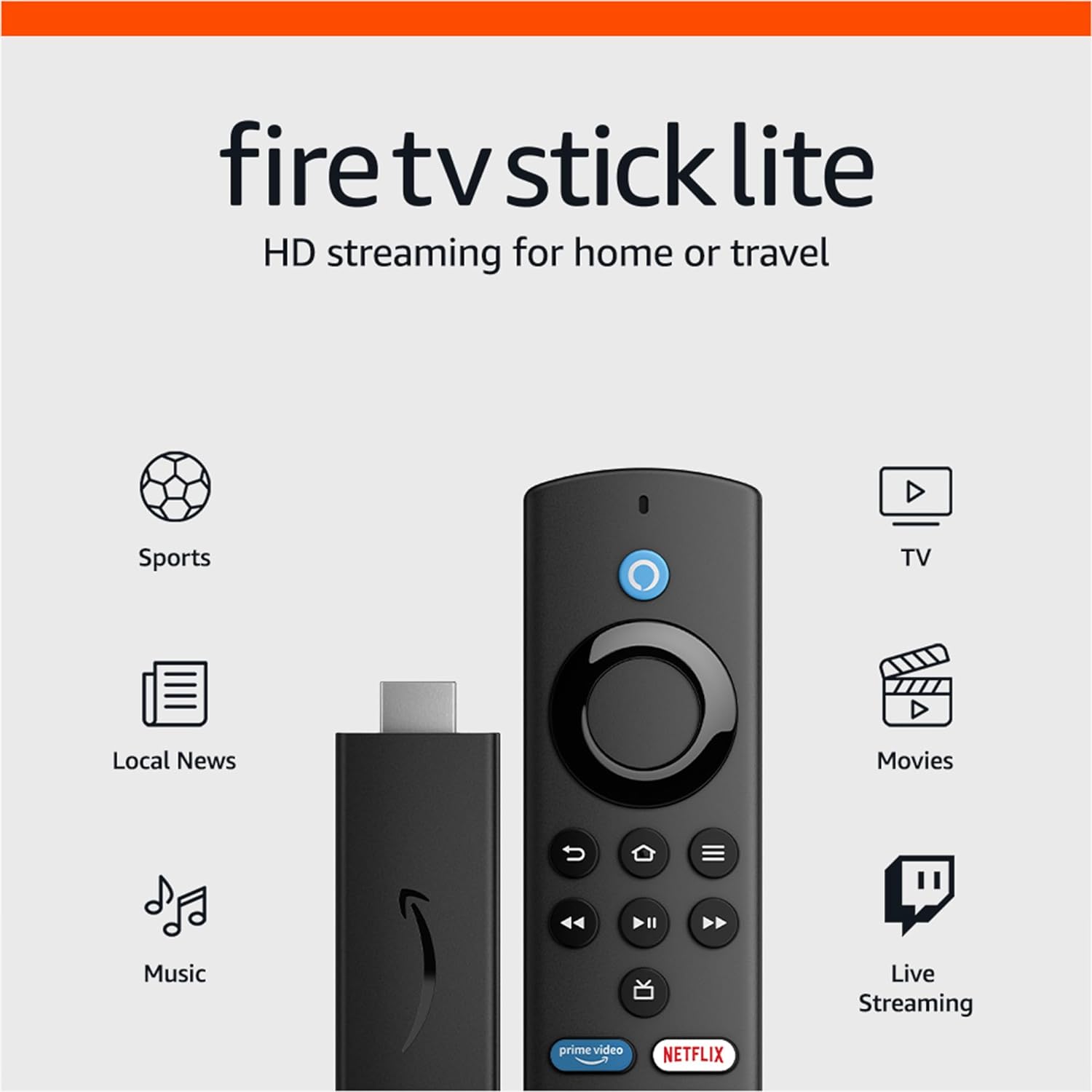 Fire TV Stick Lite con nuevo control remoto por voz Alexa (sin controles de TV)