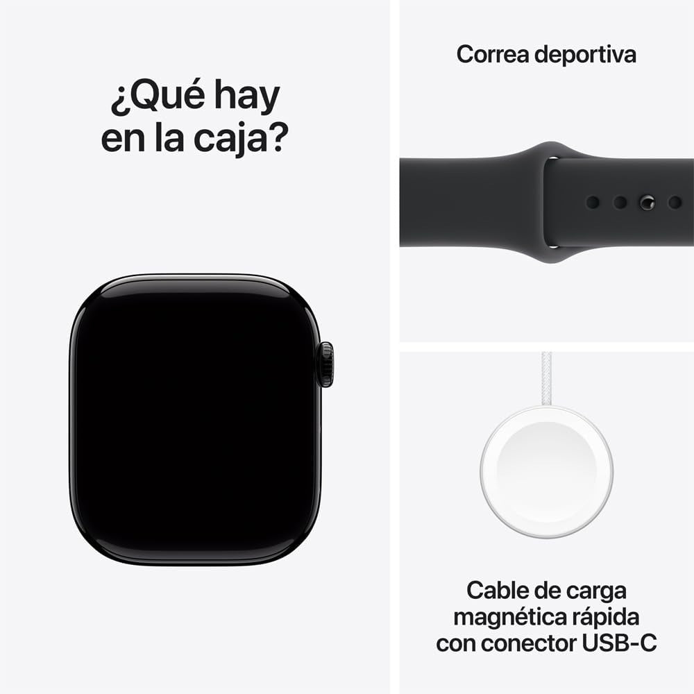 Apple Watch Series 11 GPS con Caja de Aluminio Jet Black de 46 mm y Correa Deportiva Negra M/L