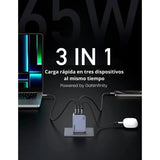 UGREEN 65W Nexode Pro 3 Puertos GaN Cargador Rápido con Cable USB-C 1.5 Metros