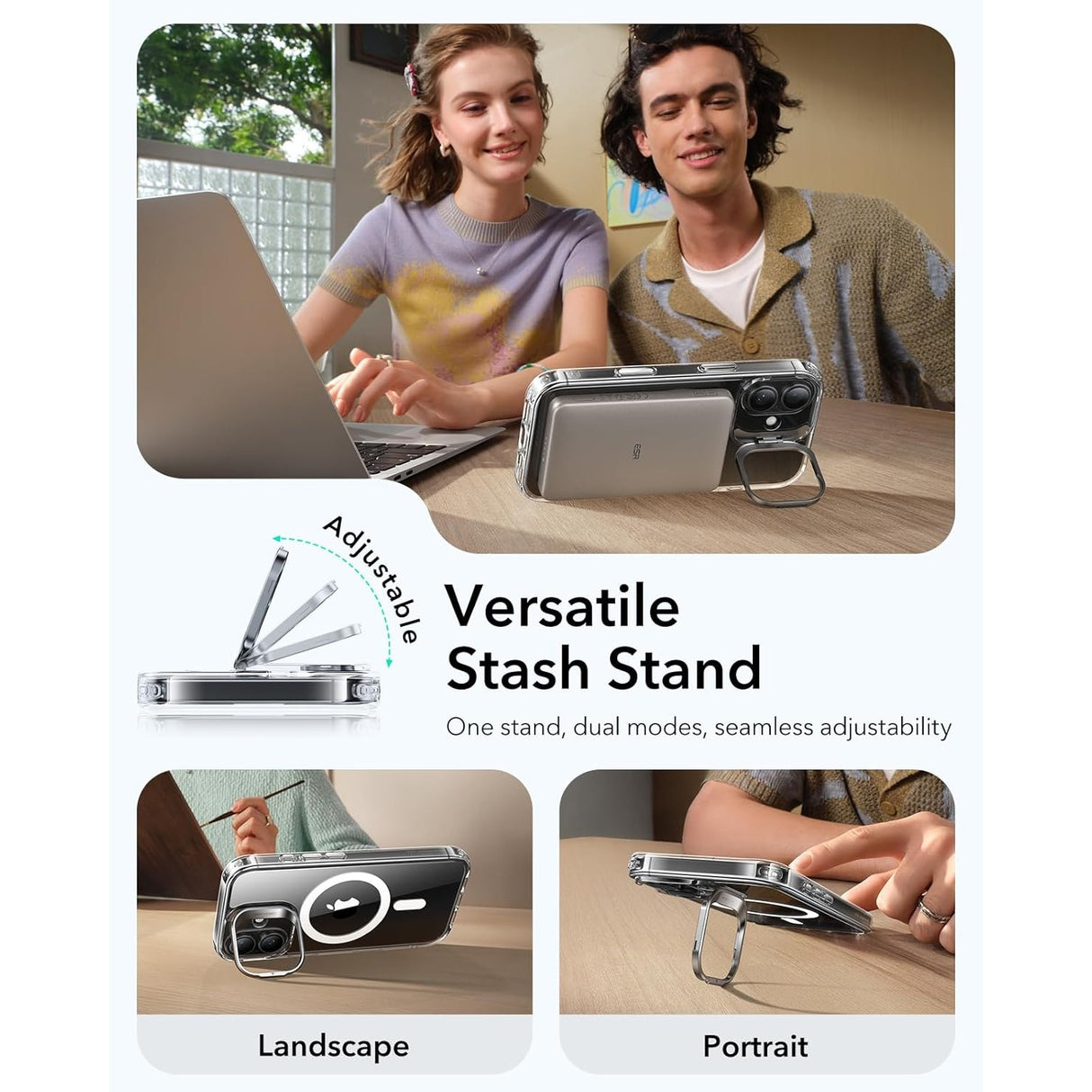 ESR iPhone 17 Classic Hybrid Magnetic Case con Stand, MagSafe y Control de Cámara Protección 3x