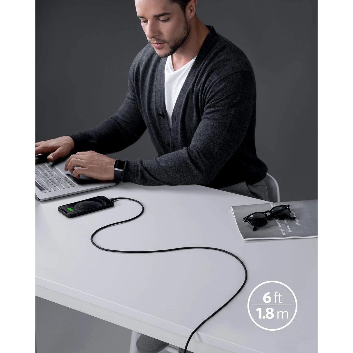 Anker Powerline III Flow Cable USB-C a Lightning para iPhone 8 al 14 Series, iPad, AirPods (Certificado MFi)