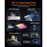 70mai 4K M800 Dash Cam de 2 Canales Frontal + Trasera STARVIS 2 IMX678 + 128GB eMMC Soporta 4G LTE