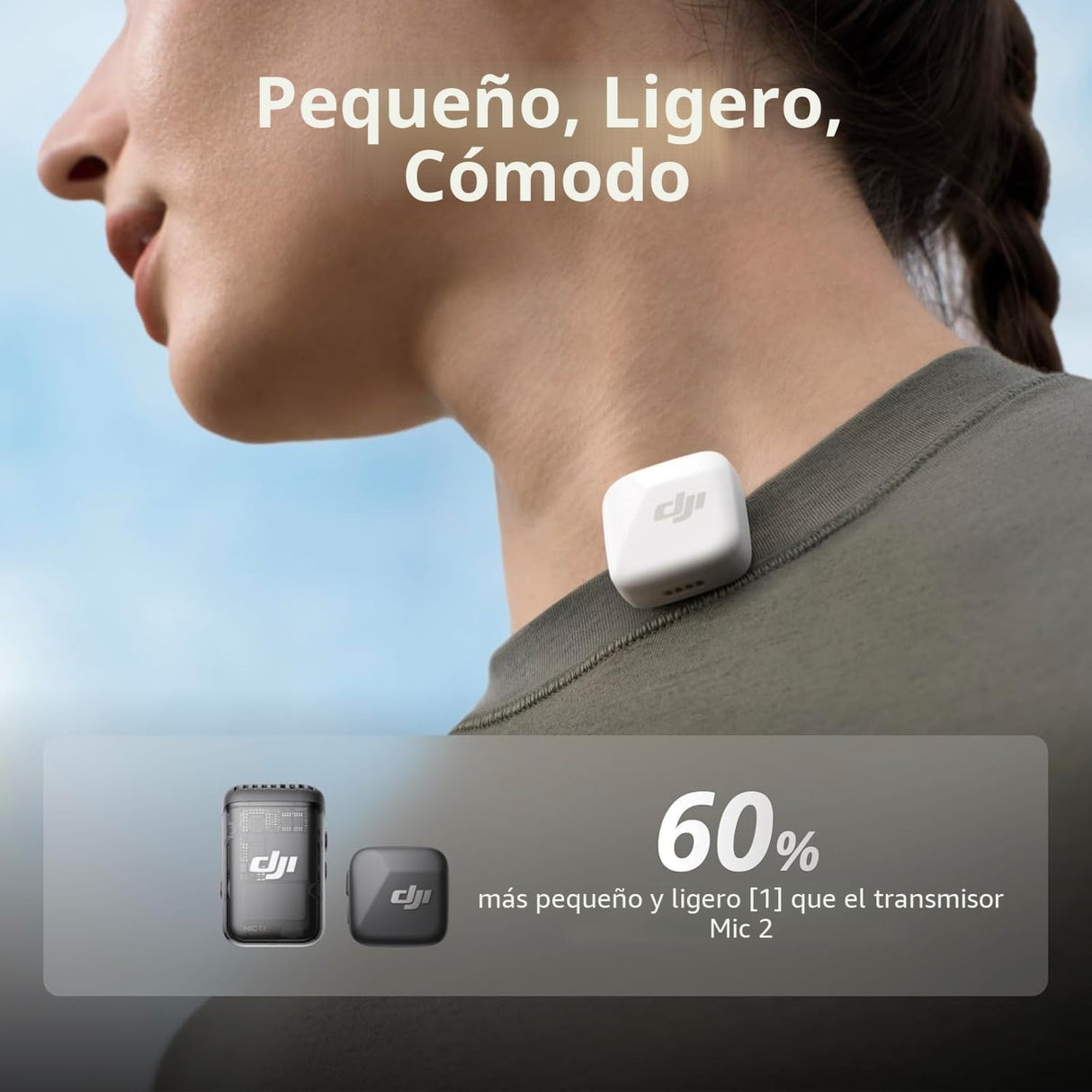 DJI Mic Mini (2 TX + 1 Mobile RX) Sistema de 2 Micrófonos Inalámbricos Lavalier para iPhone 17/16/15 y Android/PC/Tablet