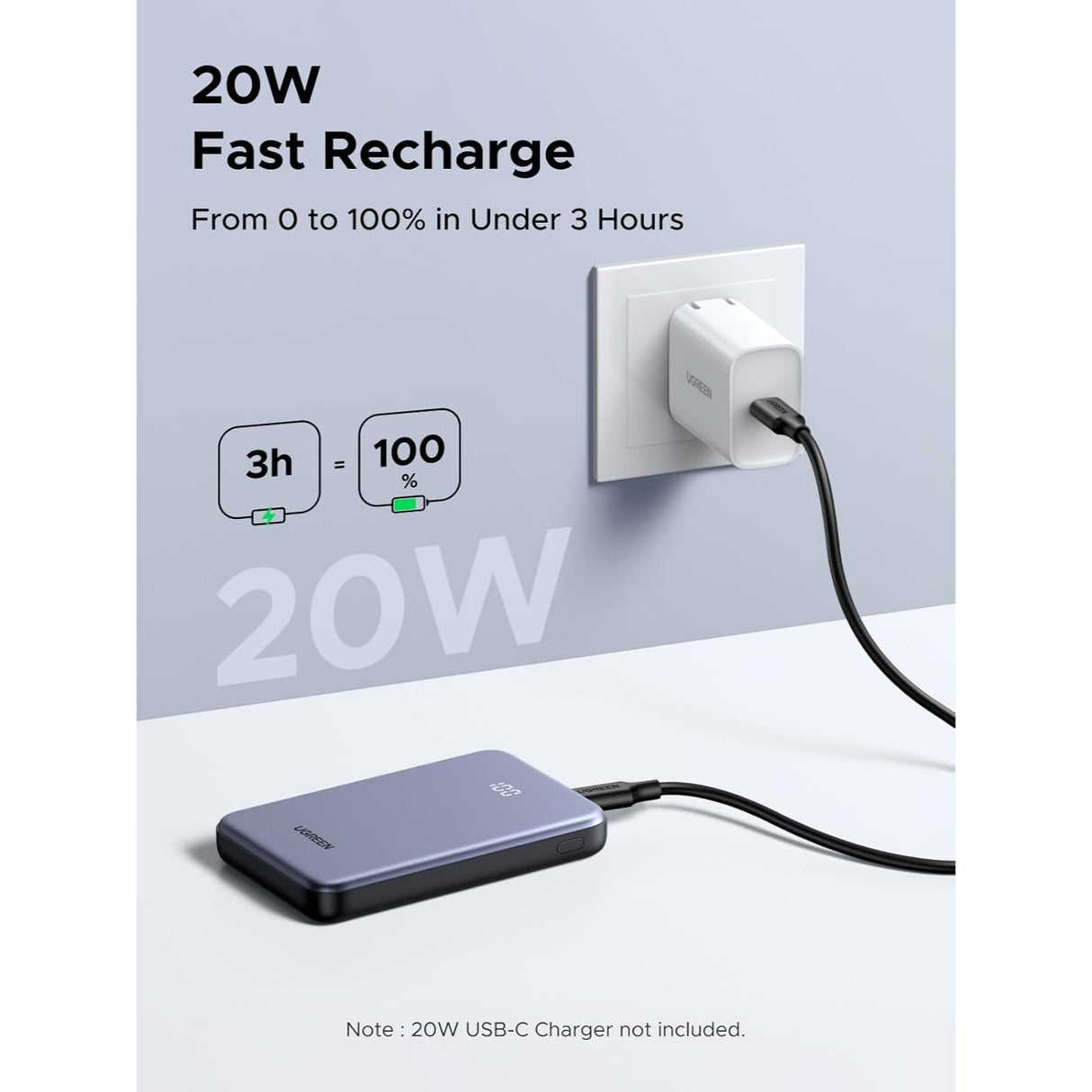 UGREEN 10000mAh 22.5W Power Bank con Pantalla Digital