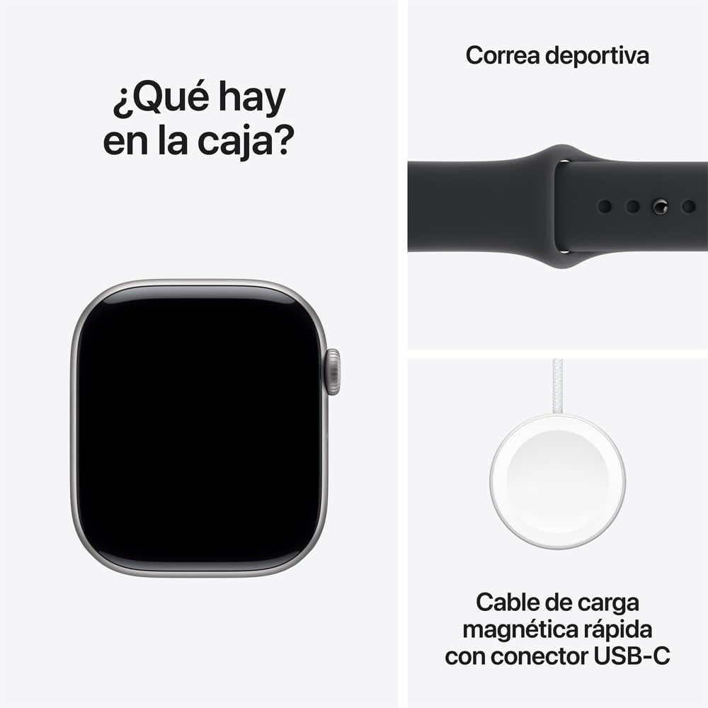 Apple Watch Series 11 GPS con Caja de Aluminio Gris Espacial de 46 mm y Correa Deportiva Negra M/L
