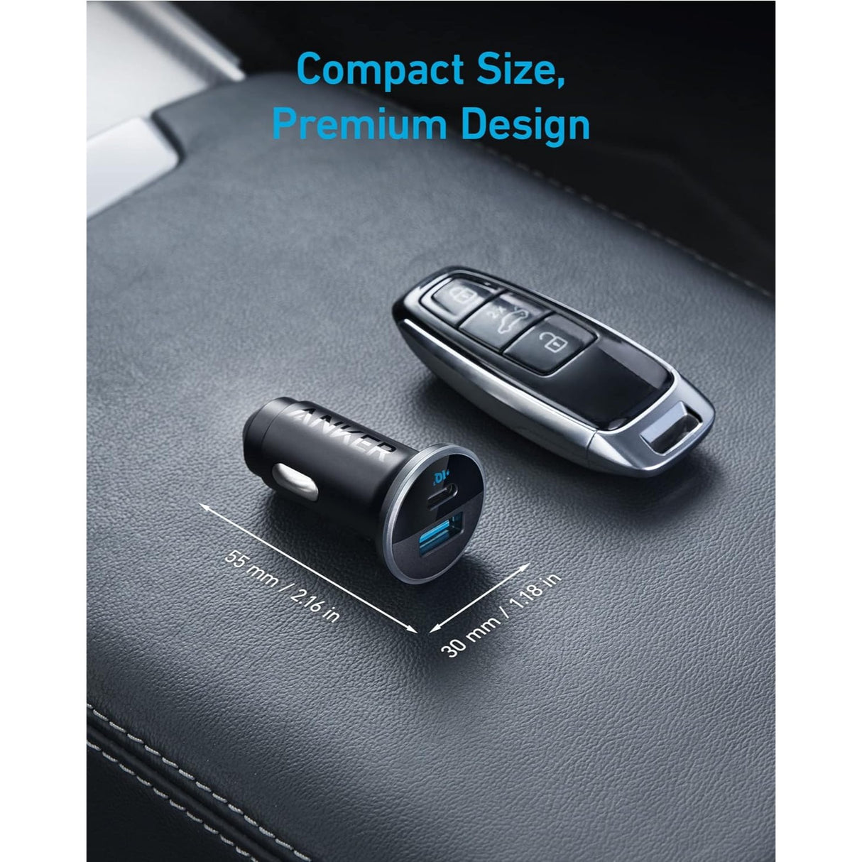 Anker 323 Car Charger 52.5W Cargador para Carro con Cable USB-C 1 Metro