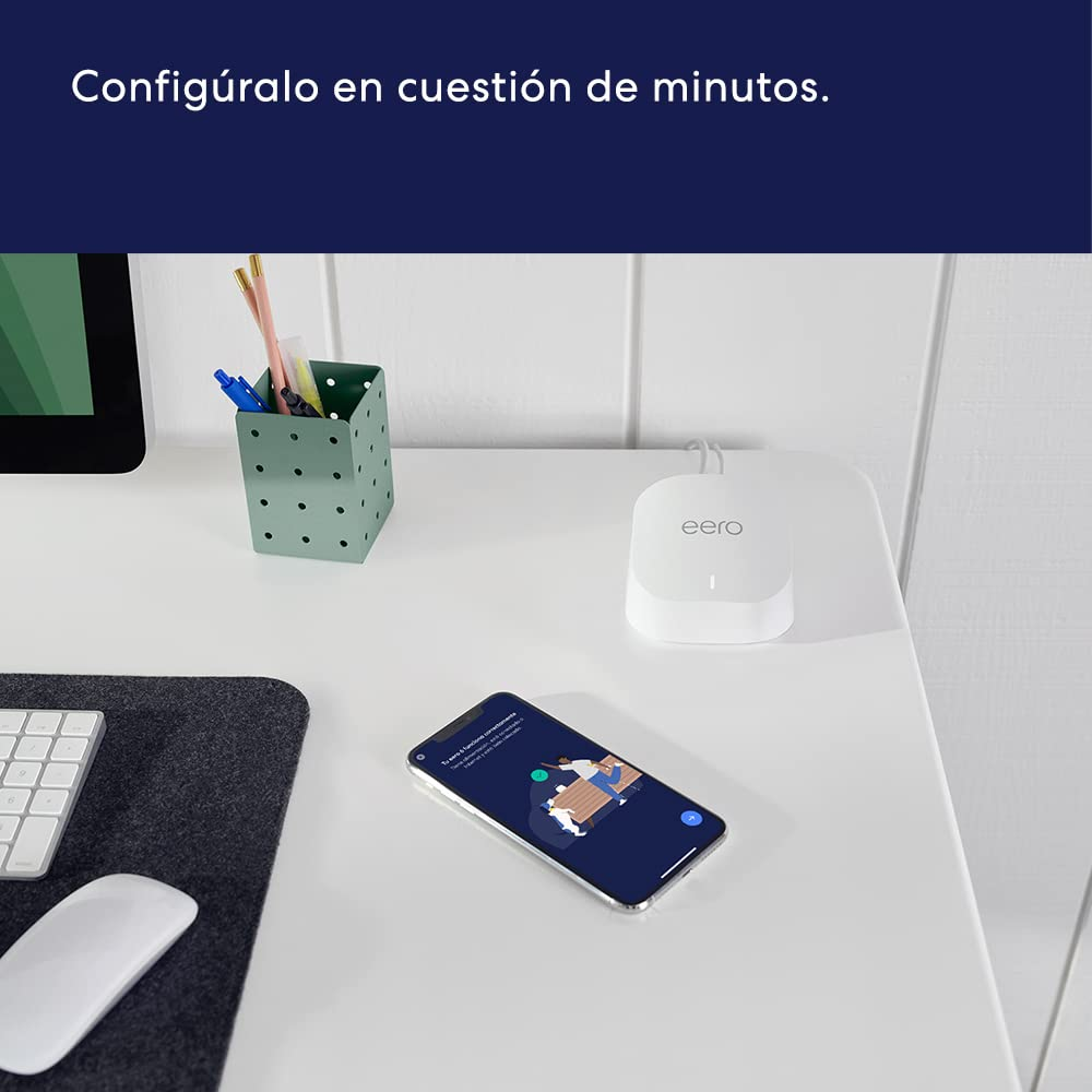 Amazon eero 6+ WiFi 6 en Malla Doble Banda | HUB Zigbee | Velocidades Gigabit | Soporta 75+ Dispositivos | Cobertura 140m2