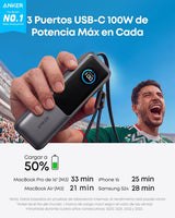Anker Power Bank 25,000mAh 165W con Cable Integrado y Retráctil