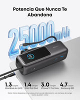 Anker Power Bank 25,000mAh 165W con Cable Integrado y Retráctil