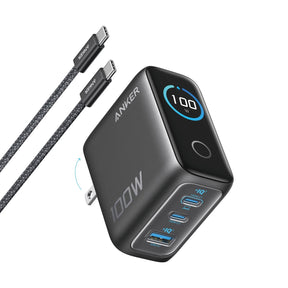 Anker Cargador 100W de 3 Puertos con Pantalla Inteligente