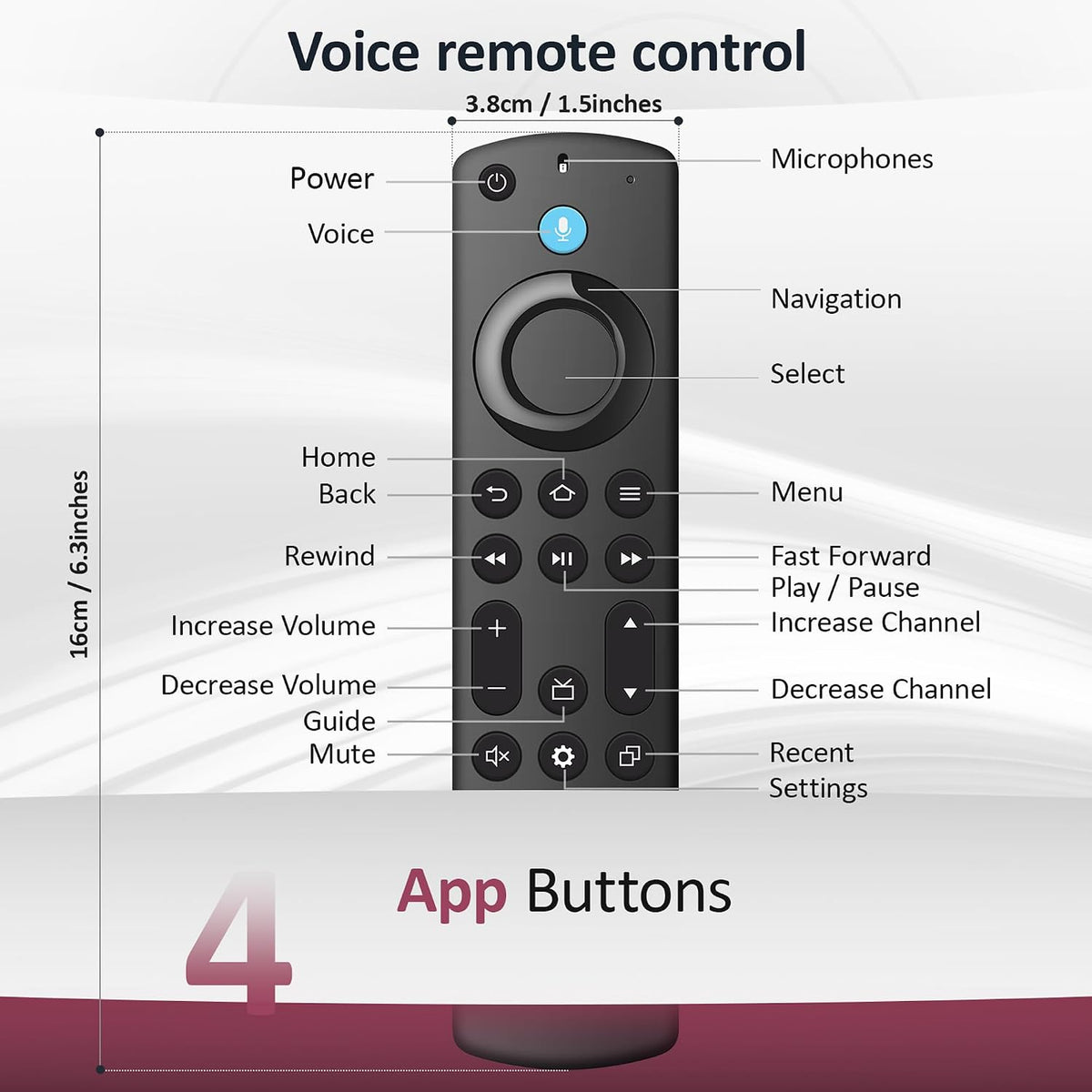 Control remoto de voz de repuesto para Fire TV