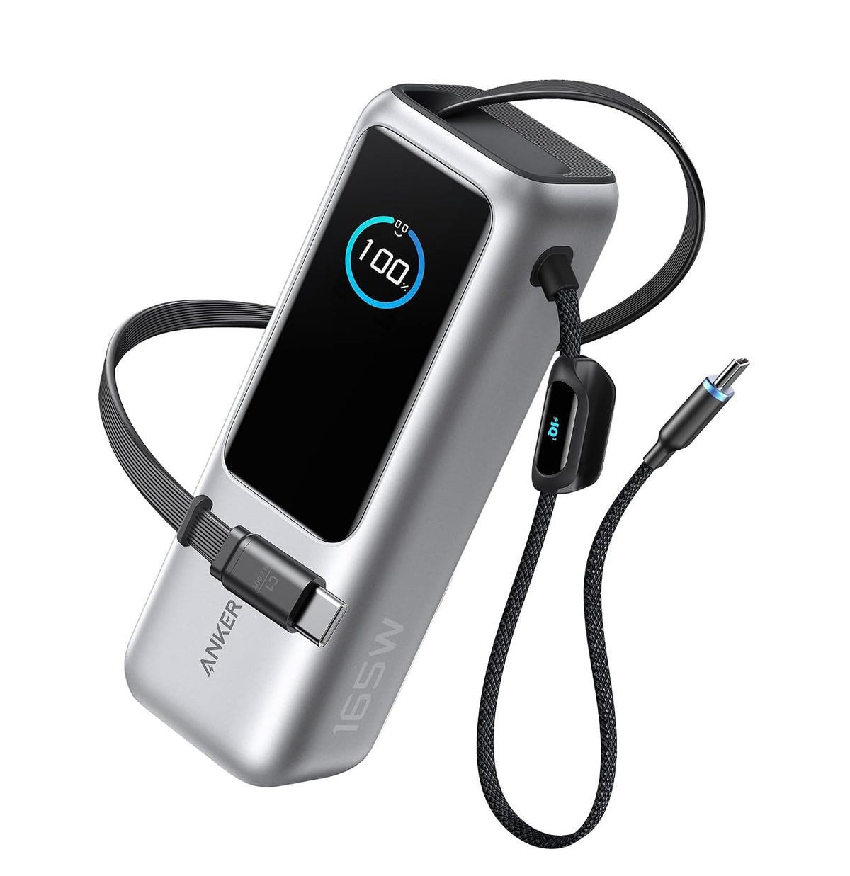 Anker Power Bank 25,000mAh 165W con Cable Integrado y Retráctil