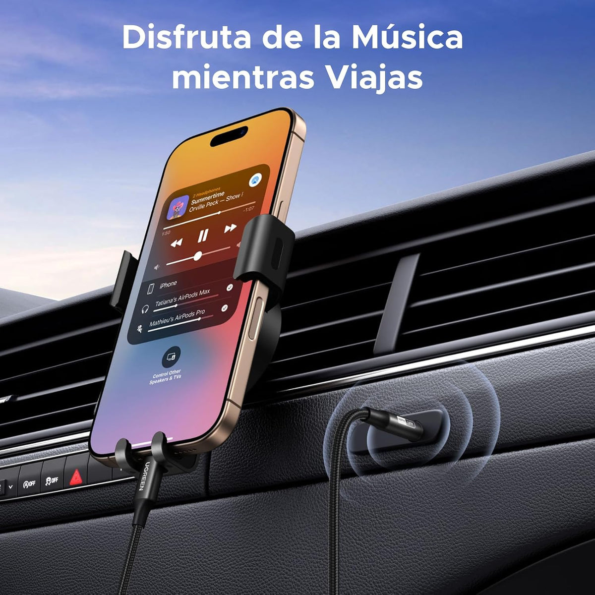 UGREEN Cable USB-C a Jack 3.5mm Hi-Res Audio, Adaptador Auxiliar para Auriculares, Nylon Trenzado, Compatible con iPhone, Samsung Galaxy, iPad, MacBook
