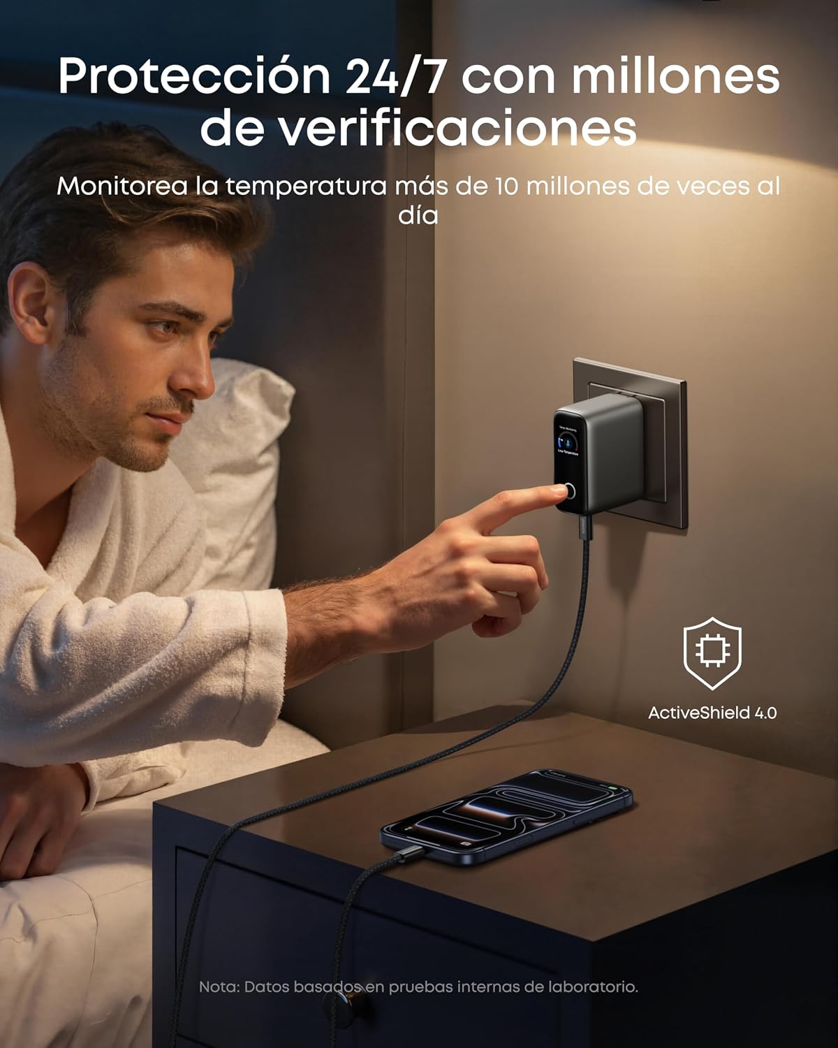 Anker Cargador 100W de 3 Puertos con Pantalla Inteligente