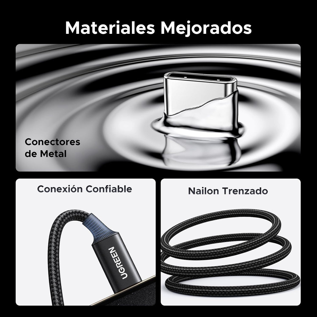 UGREEN Cable USB-C a Jack 3.5mm Hi-Res Audio, Adaptador Auxiliar para Auriculares, Nylon Trenzado, Compatible con iPhone, Samsung Galaxy, iPad, MacBook