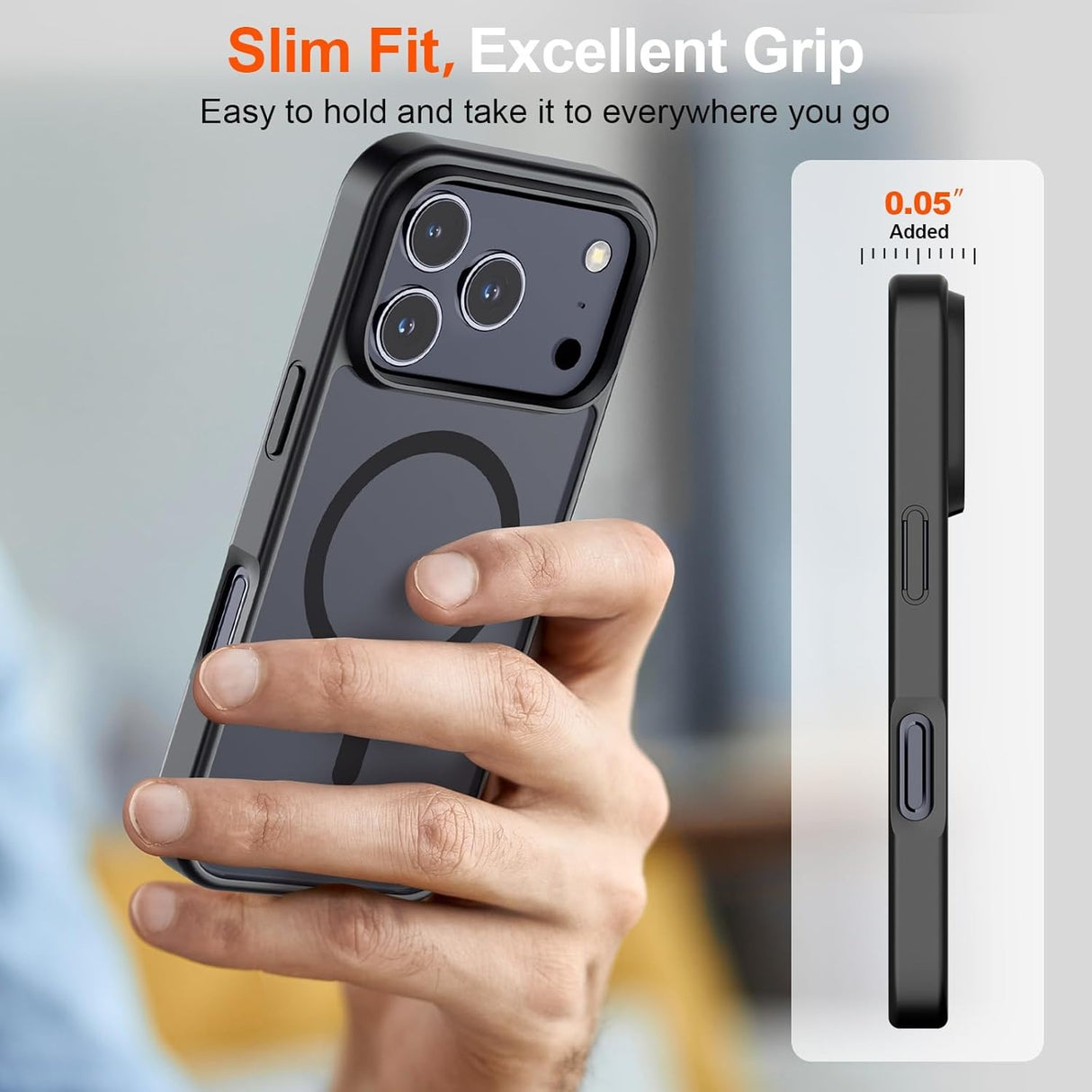 SUPFINE Case MagSafe para iPhone 17 Pro Max Protección de Grado Militar Contra Caídas, Mate Translúcido
