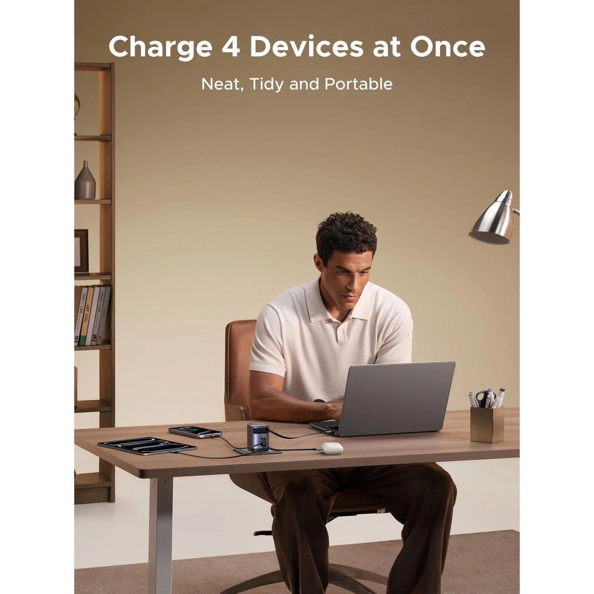 UGREEN Nexode 100W GaN Cargador con Cable USB-C Retráctil y 3 Puertos
