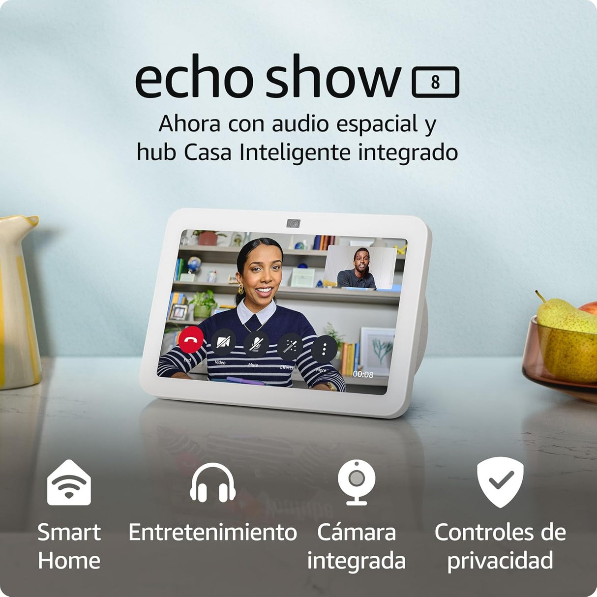 Amazon Echo Show 8 (3.ª generación) | Con audio espacial, hub de Casa Inteligente y Alexa