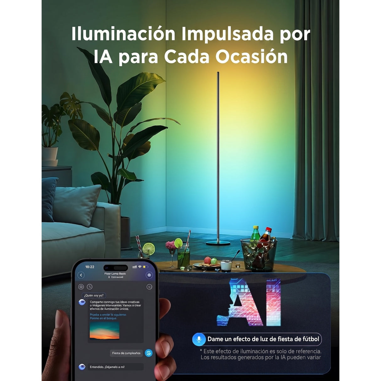Govee Floor Lamp Basic RGBIC Lámpara de Pie 1000lm compatible con SmartThings, Alexa y Matter