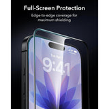 ESR Paquete de 3 Micas de Vidrio 9H+ Armorite UltraFit para iPhone 17 / iPhone 16 Pro con aplicador