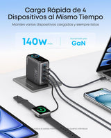 Anker Cargador GaN 140W USB-C 4 Puertos con Pantalla