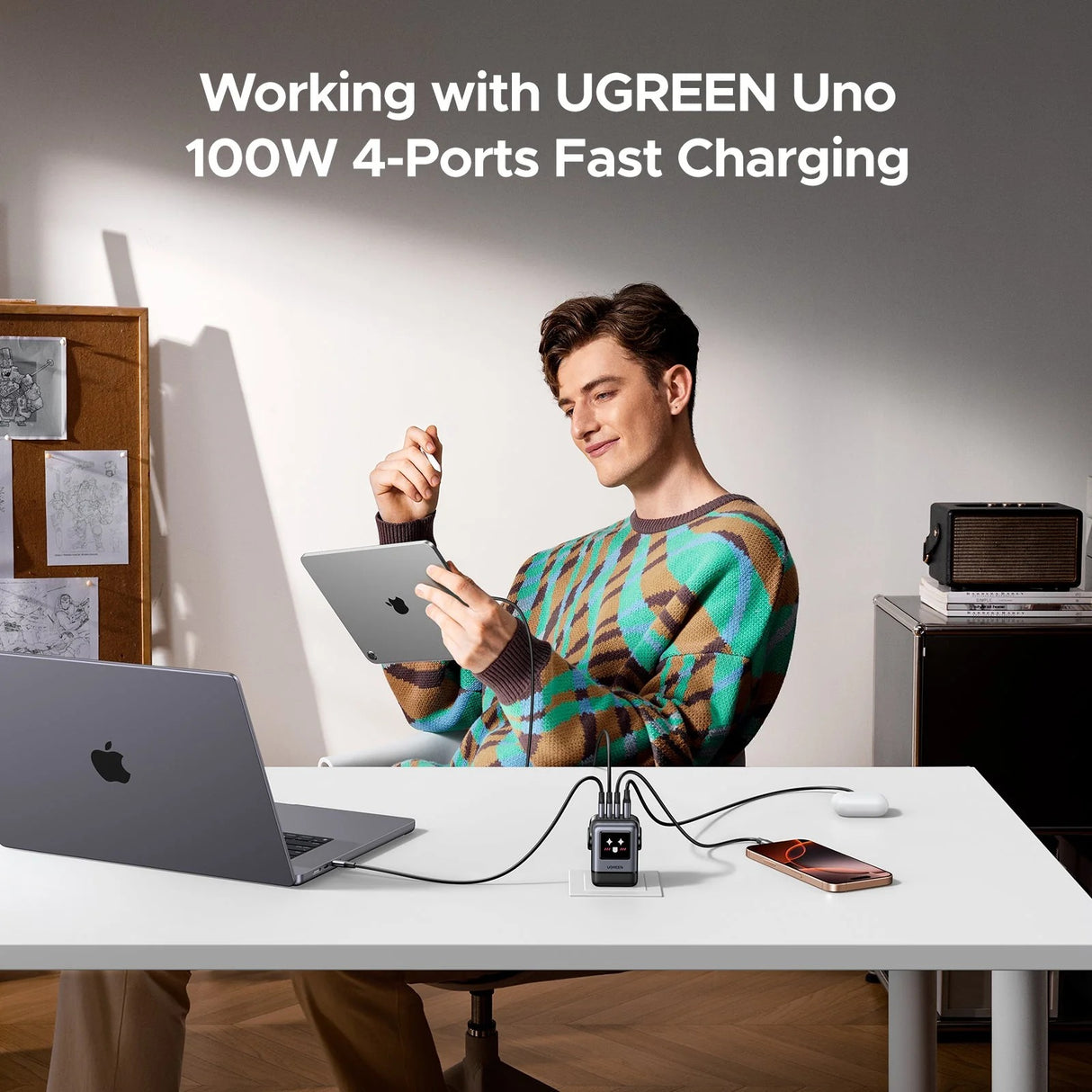 UGREEN Uno 100W Cargador USB-C 4 Puertos Robot GaN