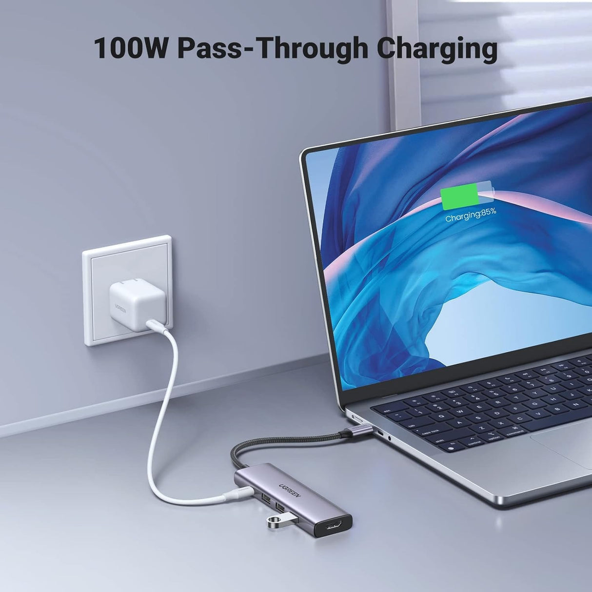 UGREEN Revodok Hub 5 en 1 Multipuerto USB-C 4K HDMI, Power Delivery 100 W, 3 puertos USB-A 3.0 de 5 Gbps