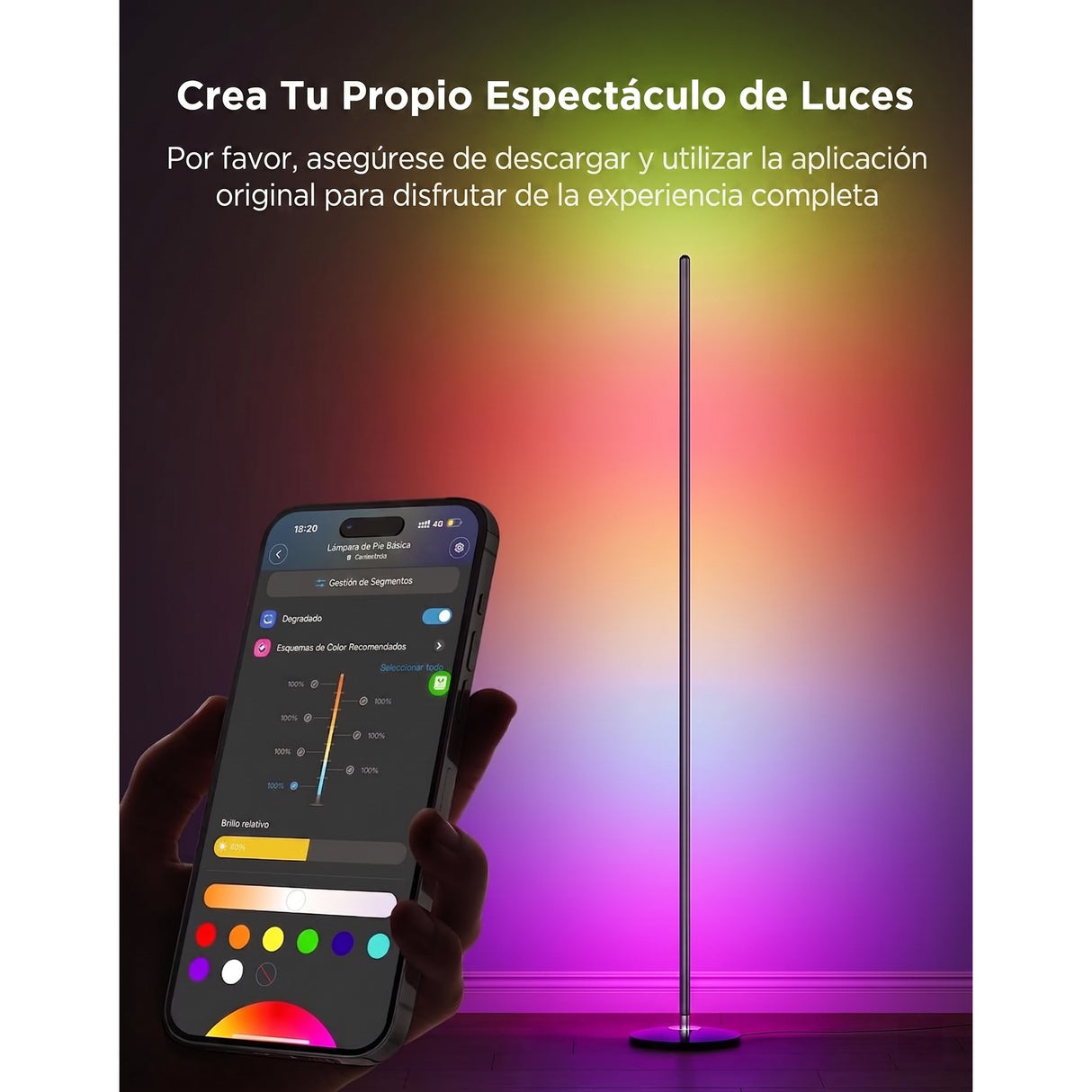 Govee Floor Lamp Basic RGBIC Lámpara de Pie 1000lm compatible con SmartThings, Alexa y Matter