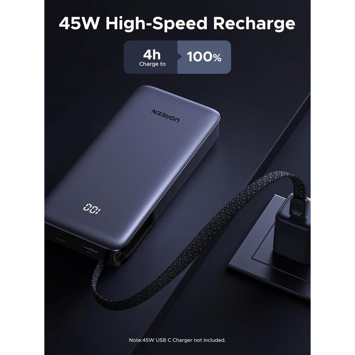 UGREEN Nexode Power Bank 20000mAh 45W con Cable Integrado