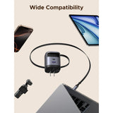 UGREEN Nexode 65W GaN Cargador con Cable USB-C Retráctil y 2 Puertos