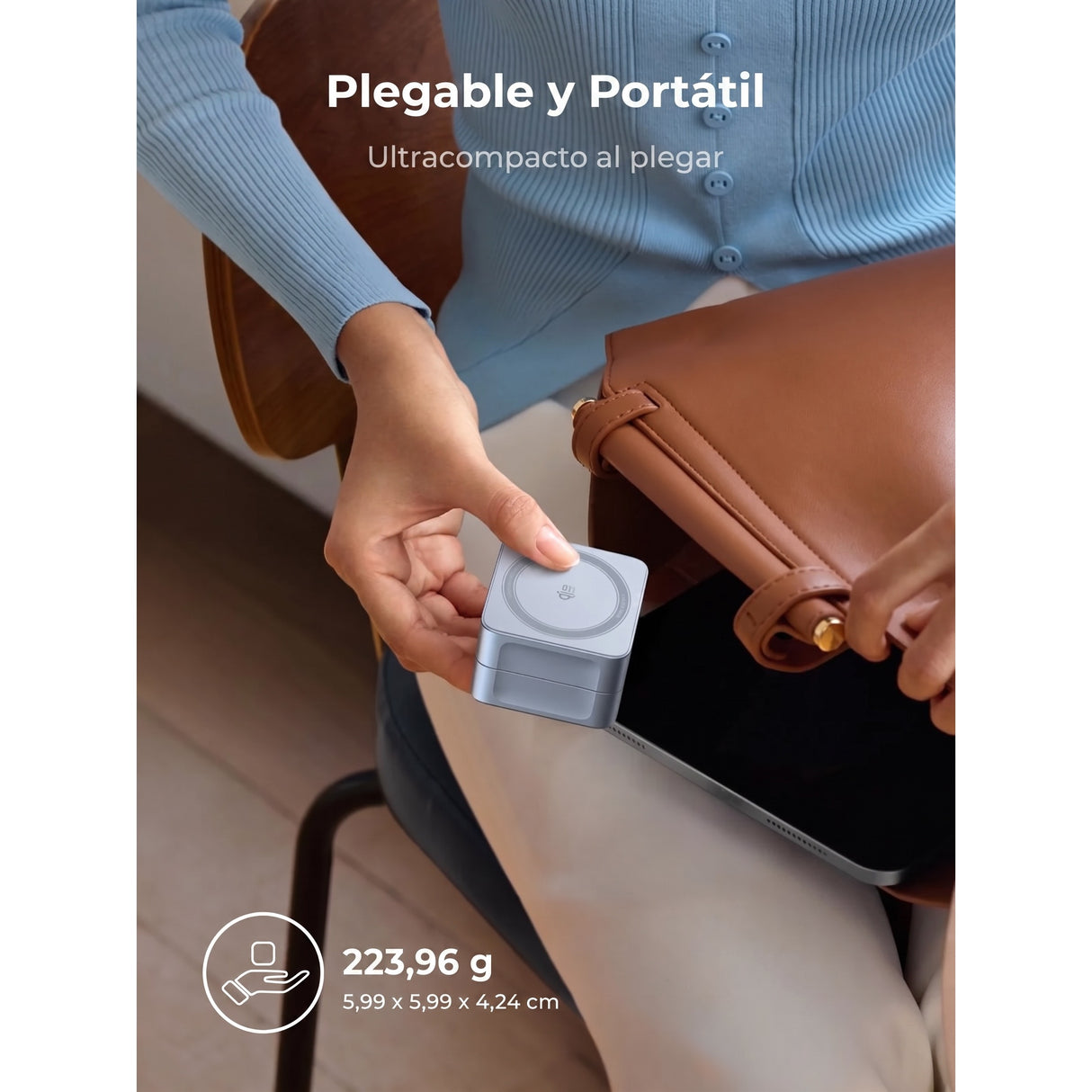 UGREEN Qi2 25W MagFlow 2 en 1 Cargador MagSafe Inalámbrico para iPhone 12 al 17 y AirPods